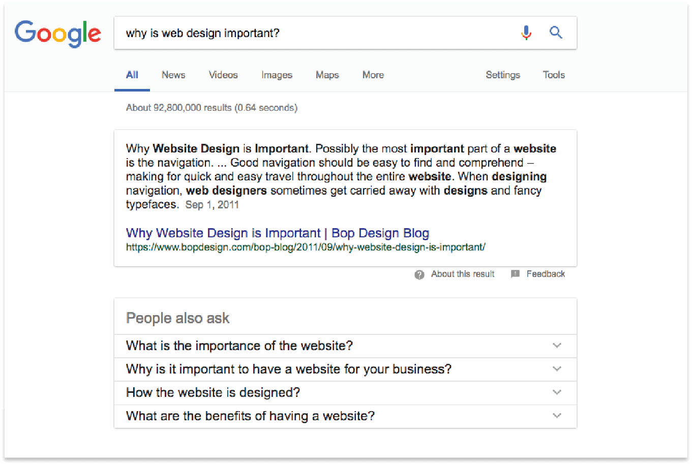 screenshot - demonstration of Google's "people also ask" feature