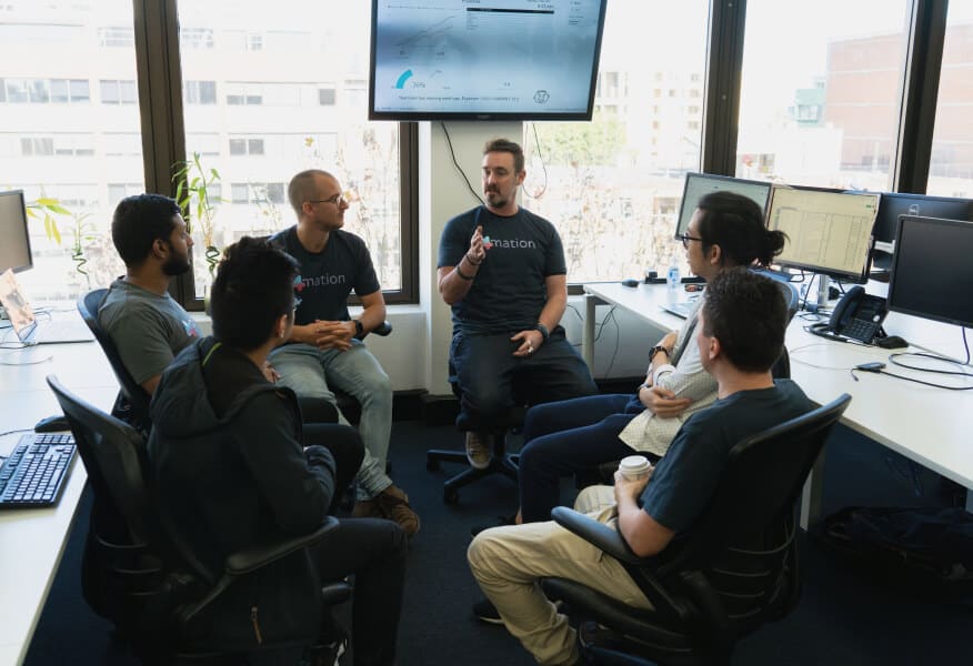 Tech team sitting together